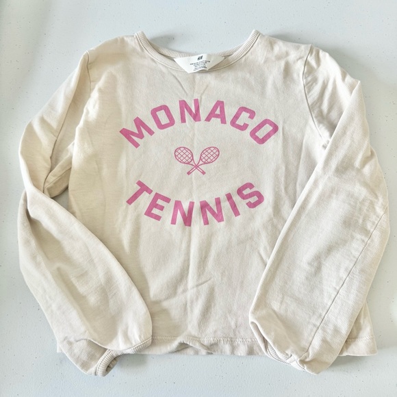 H&M Other - H&M Cream and Pink Long Sleeve Tees Monaco Tennis Collection Kids 6-7